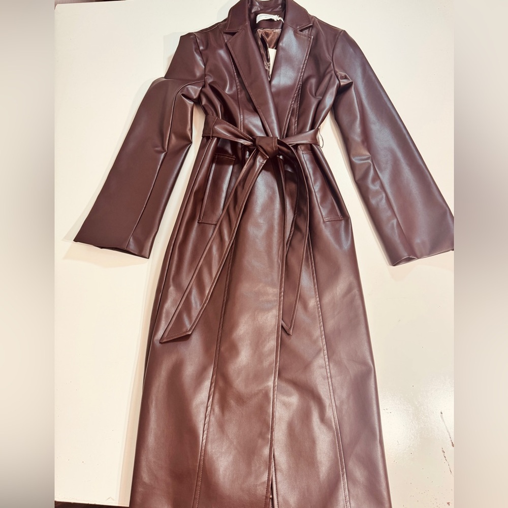 Faux Leather Trench Coat suitable for all seasons